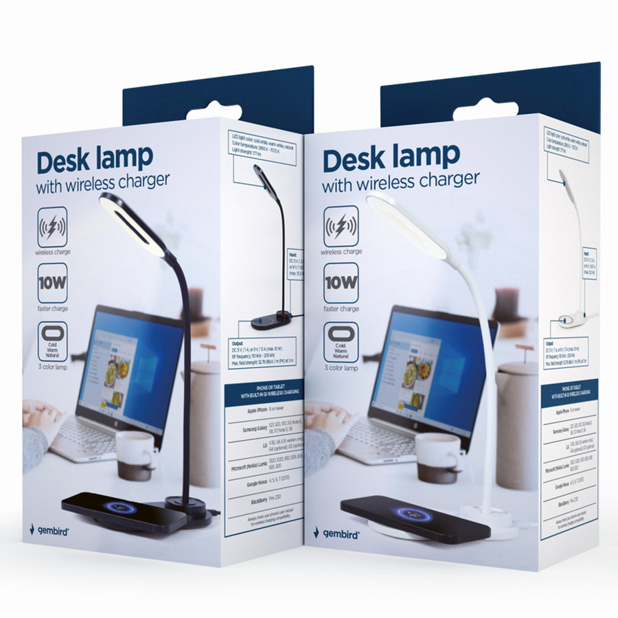 Desktop lampa + wireless charger GEMBIRD TA-WPC10-LED-01-MX - Image 12