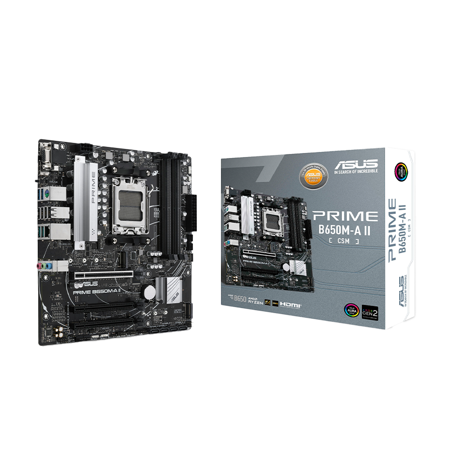 ASUS MB PRIME B650M-A II-CSM AMD B650, AM5, 4xDDR5 1x VGA,1x HDMI, 1x DP, RAID, microATX