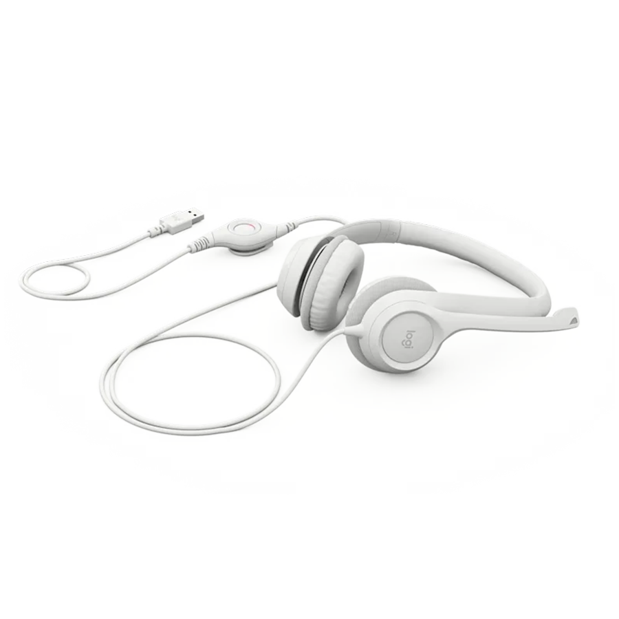 Slušalice sa mikrofonom, Logitech H390, USB, Noise-canceling Rotating microphone, Off-White, 981-001286 - Image 2