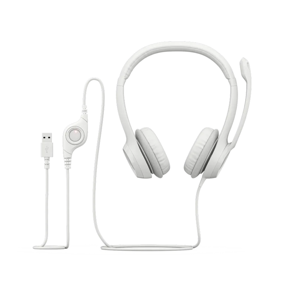 Slušalice sa mikrofonom, Logitech H390, USB, Noise-canceling Rotating microphone, Off-White, 981-001286 - Image 5