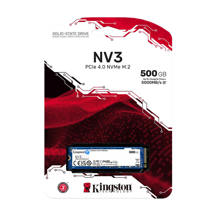 Kingston SSD SNV3S/500G 500GB NV3 NVMe PCIe 4.0 R/W:5000/3000MB/s - Image 3