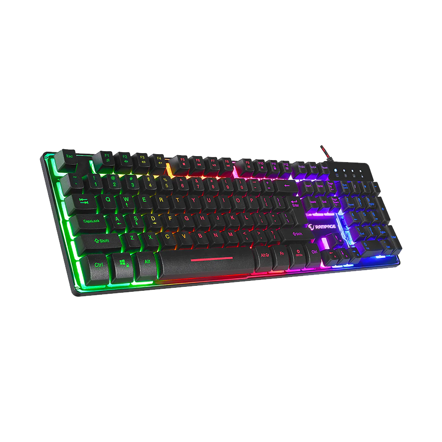 Tastatura gaming RAMPAGE Titan K9 Black USB Rainbow Color Backlit US/EGNLISH Layout FULL SIZE