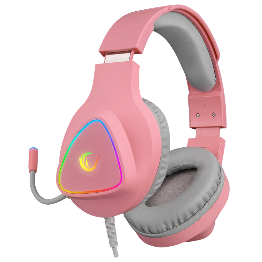 Slušalice sa mikrofonom gaming RAMPAGE M7 MONCHER pink, RGB LED, USB 7.1 - Image 2