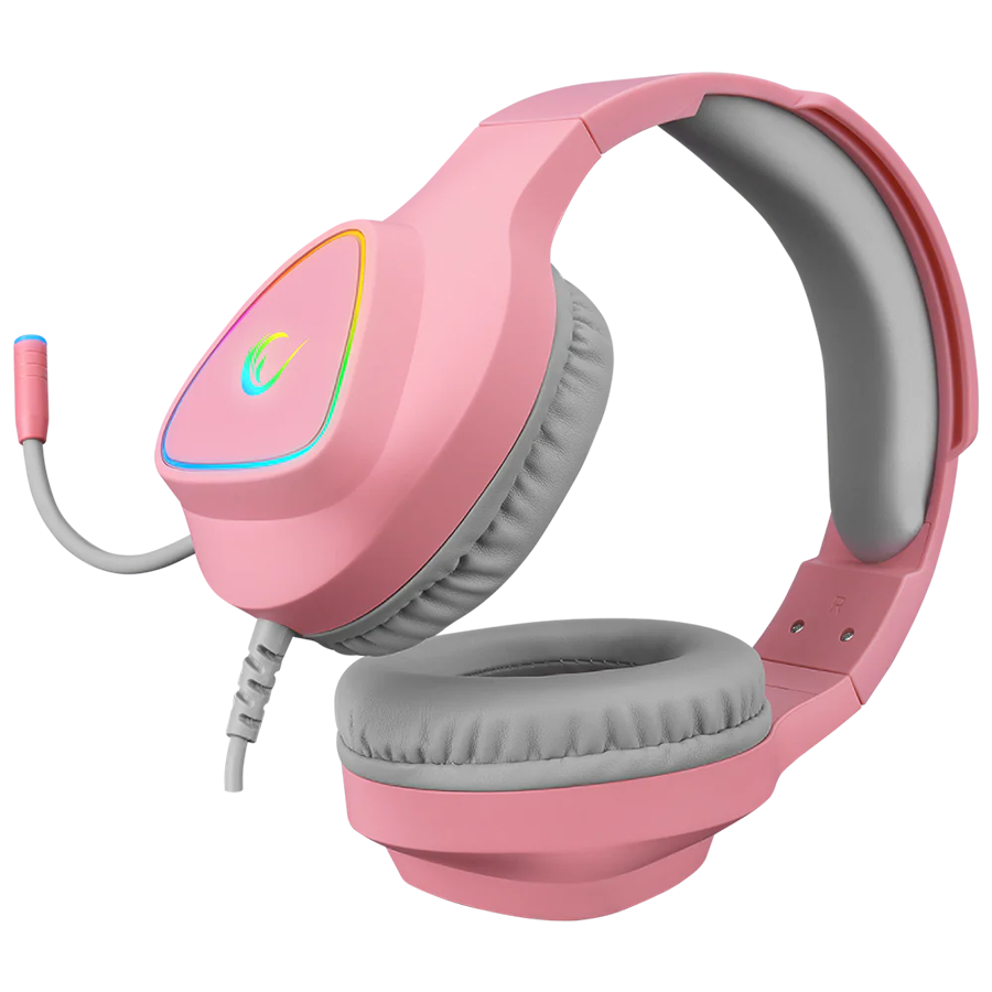 Slušalice sa mikrofonom gaming RAMPAGE M7 MONCHER pink, RGB LED, USB 7.1 - Image 4