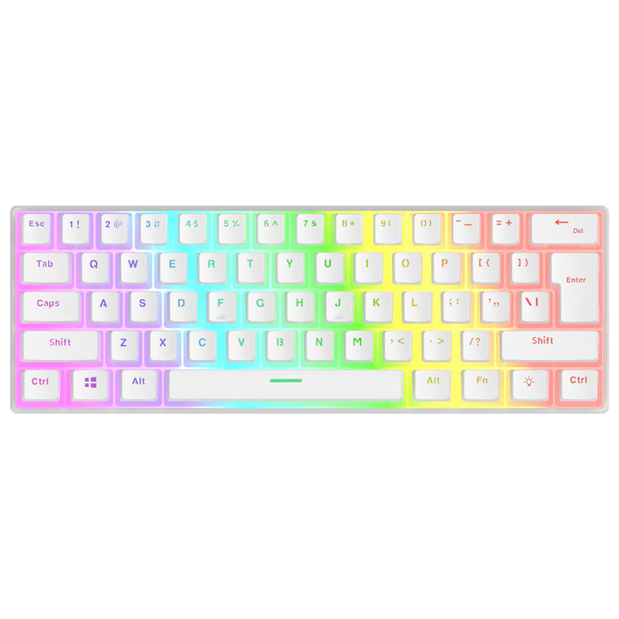 Tastatura gaming RAMPAGE RADIANT K11 white, red switch, Type-C, RGB, US Layout, pudding keycaps, 38969 - Image 2