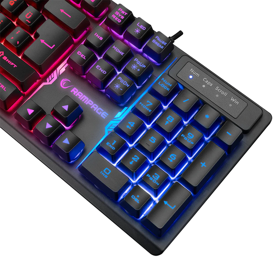 Tastatura gaming RAMPAGE KB-RX77 RUNNER Black USB Rainbow Illuminated US/ENGLISH LAYOUT Wrist Support, 39909 - Image 4