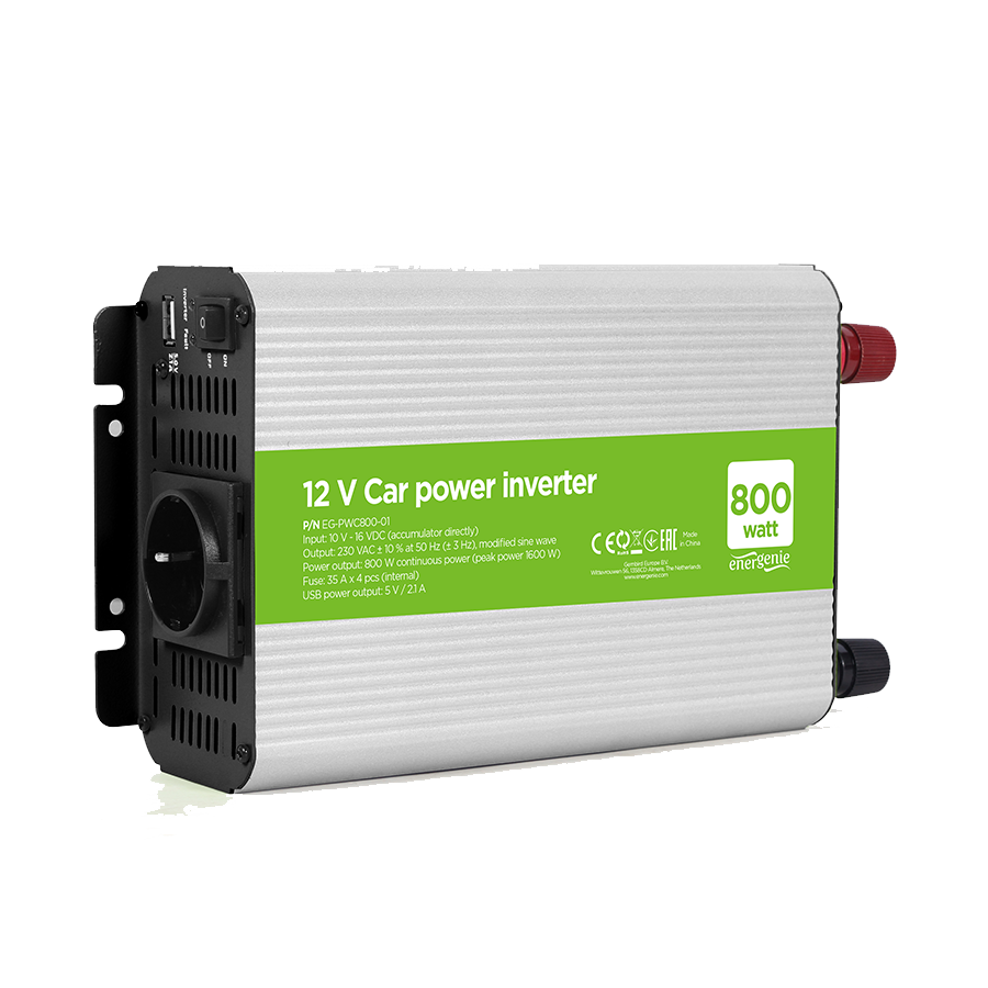 DC-AC inverter za auto GEMBIRD, in12Vout220V 800W EG-PWC800-01