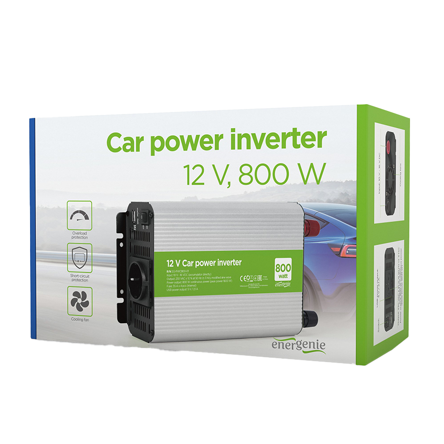 DC-AC inverter za auto GEMBIRD, in12Vout220V 800W EG-PWC800-01 - Image 4