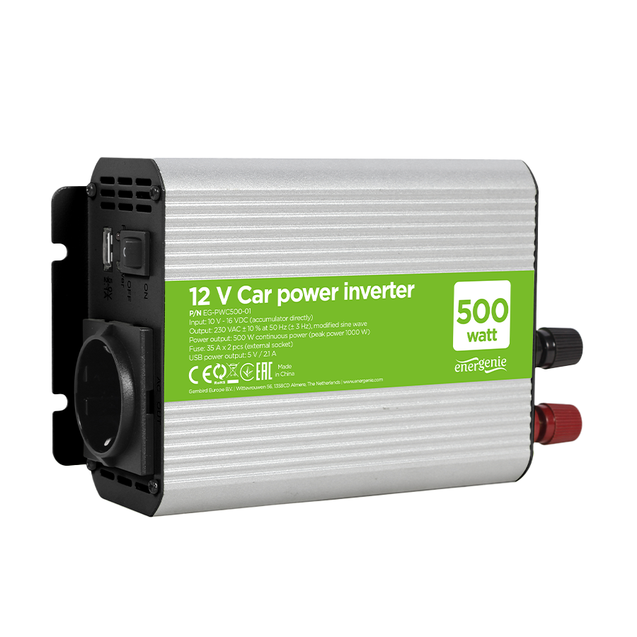 DC-AC inverter za auto GEMBIRD, in12Vout220V 500W EG-PWC500-01