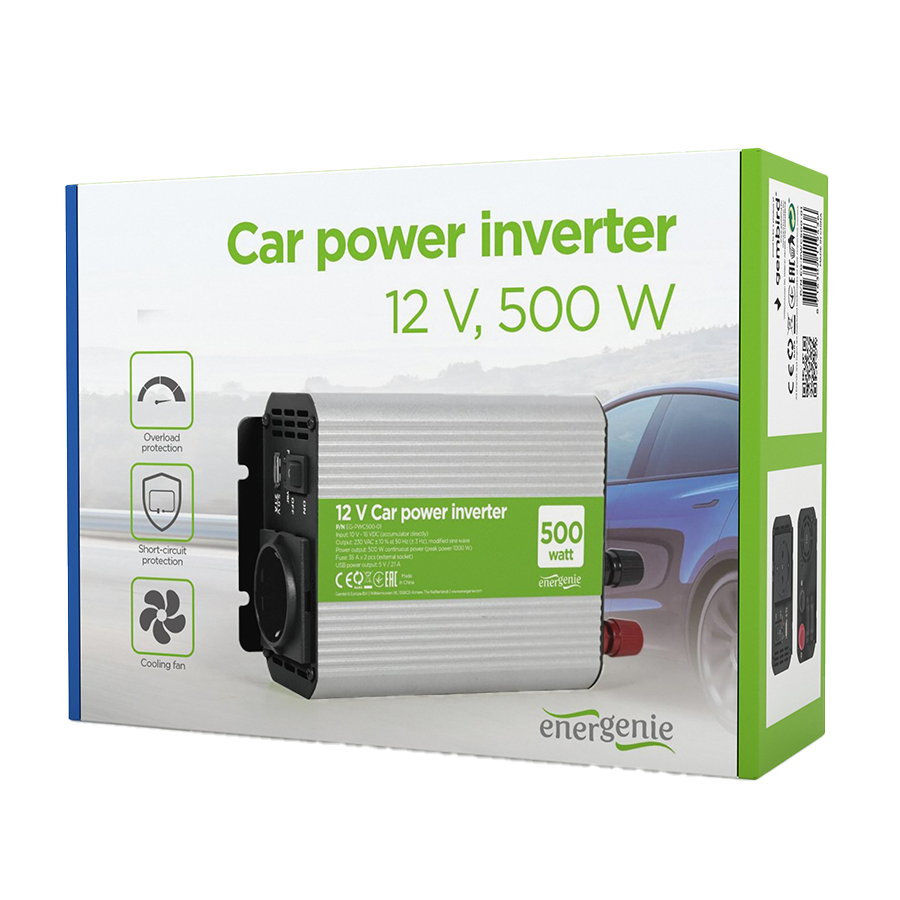 DC-AC inverter za auto GEMBIRD, in12Vout220V 500W EG-PWC500-01 - Image 4