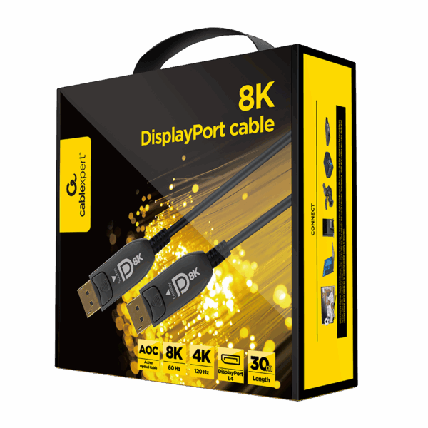 DisplayPort kabal 30m GEMBIRD, muški DisplayPort na muški DisplayPort Active Optical (AOC) 8K AOC Premium Series, CC-DP8K-AOC-30M slika 4