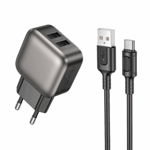 USB punjač sa kablom 1m USB to Type-C BOROFONE BAS51A Absolute dual-port charger set Type-C black