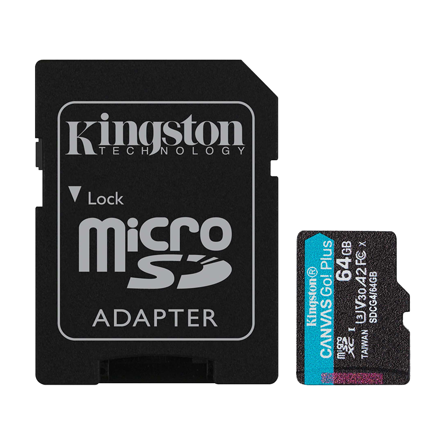 Micro SDXC card Kingston 64GB Canvas GoPlus Gen.4 200MB/s A2 U3 V30 Card + Adapter SDCG4/64GB