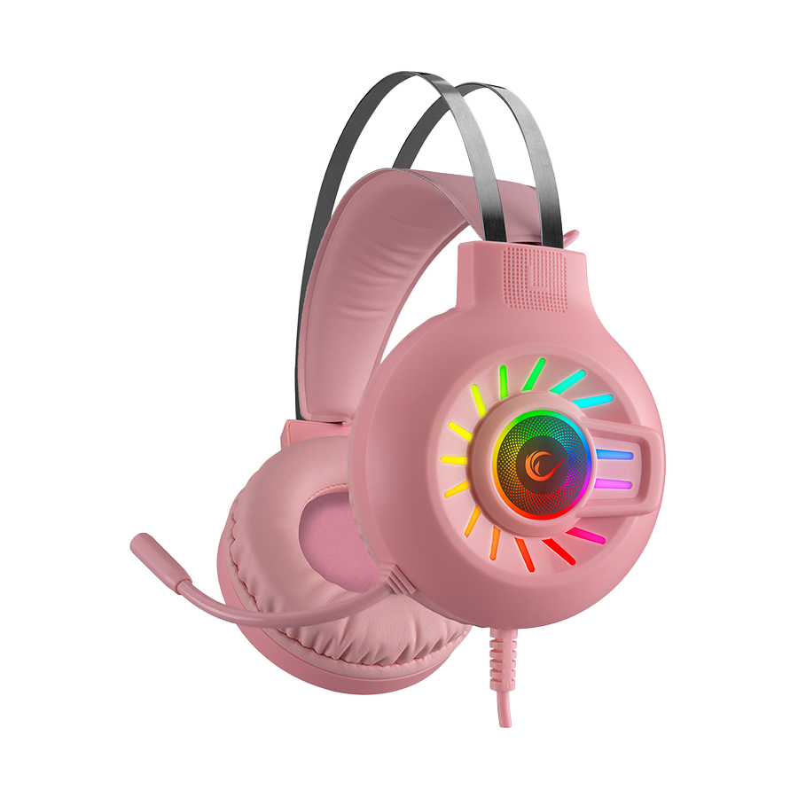 Slušalice sa mikrofonom gaming RAMPAGE RM-K44 ZENGIBAR Pink 7.1 Surround RGB Light Effect, 36019
