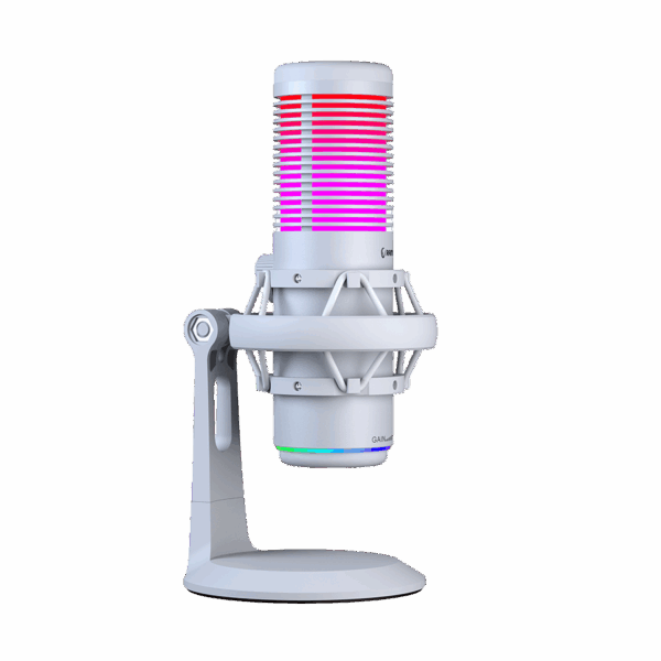 Mikrofon gaming RAMPAGE BEMOL RGB White Microphone with Shock Mount and Pop Filter for Gaming, Streaming, Podcasts, 41148