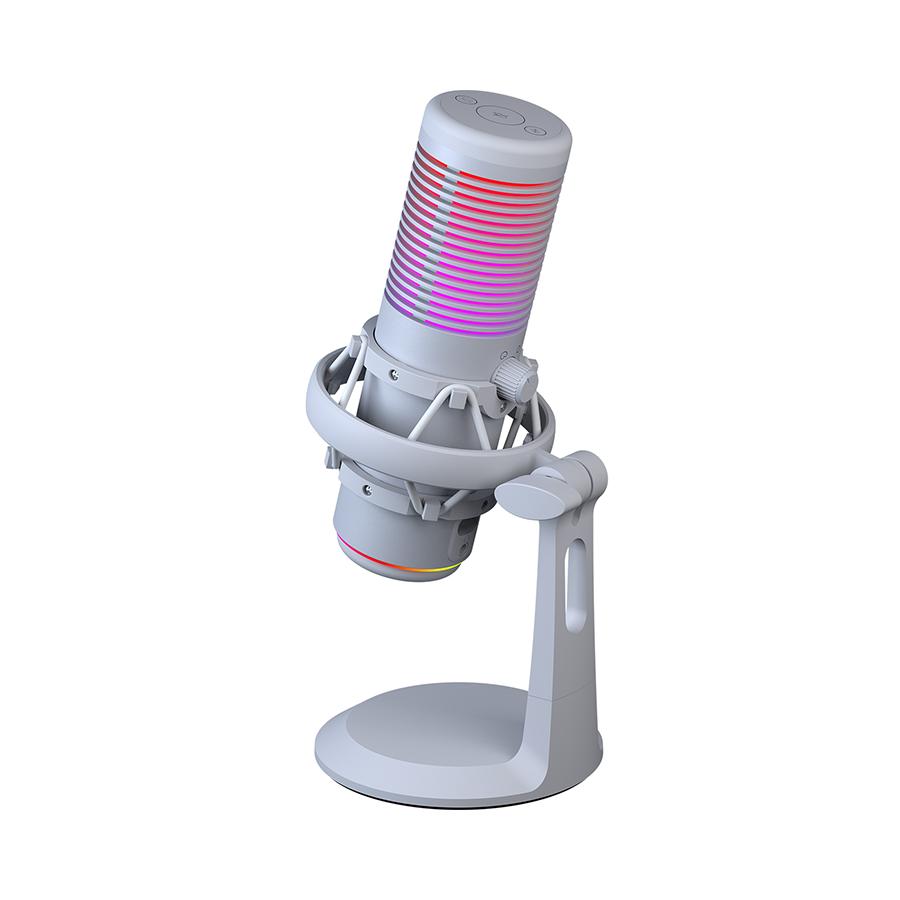 Mikrofon gaming RAMPAGE BEMOL RGB White Microphone with Shock Mount and Pop Filter for Gaming, Streaming, Podcasts, 41148 - Image 5