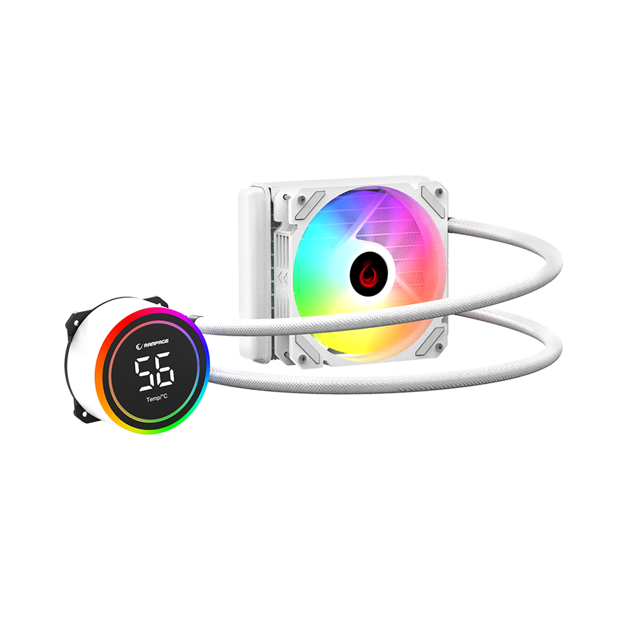 CPU hladnjak AIO Liquid gaming RAMPAGE HELIOS C13 White 12cm Fan Temperature Display Intel LGA1700/AMD AM5 ARGB 120mm Liquid Cooling CPU Fan, 40916