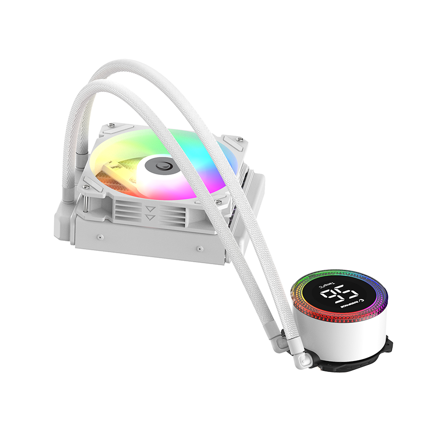 CPU hladnjak AIO Liquid gaming RAMPAGE HELIOS C13 White 12cm Fan Temperature Display Intel LGA1700/AMD AM5 ARGB 120mm Liquid Cooling CPU Fan, 40916 - Image 3