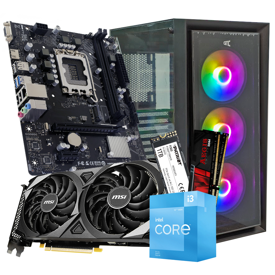 GNC GAMER VOYAGER i3-12100F, H610, 32 GB DDR4, 1TB NVMe, RTX 3060 12GB, PSU 650W, gaming kucište