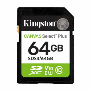 SD card Kingston 64 GB SDS3/64GB  Class10 Canvas Select Plus SD adapter;100MBs Read,Class 10 UHS-I