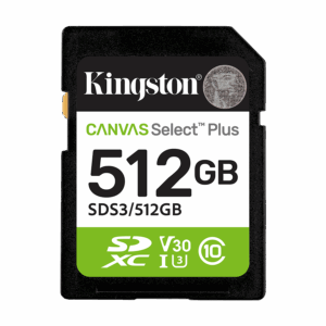 Micro SD card Kingston 512 GB SDCS3/512GB  Class10 Canvas Select Plus SD adapter;100MBs Read,Class 10 UHS-I