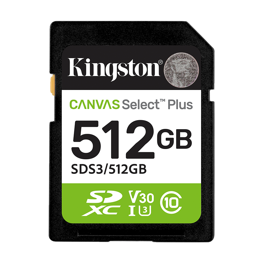 Micro SD card Kingston 512 GB SDCS3/512GB Class10 Canvas Select Plus SD adapter;100MBs Read,Class 10 UHS-I