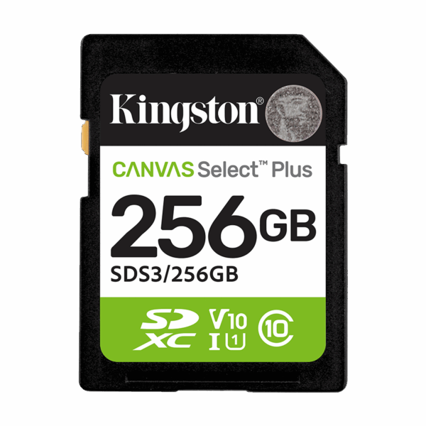 Micro SD card Kingston 256 GB SDCS3/256GB Class10 Canvas Select Plus SD adapter;100MBs Read,Class 10 UHS-I