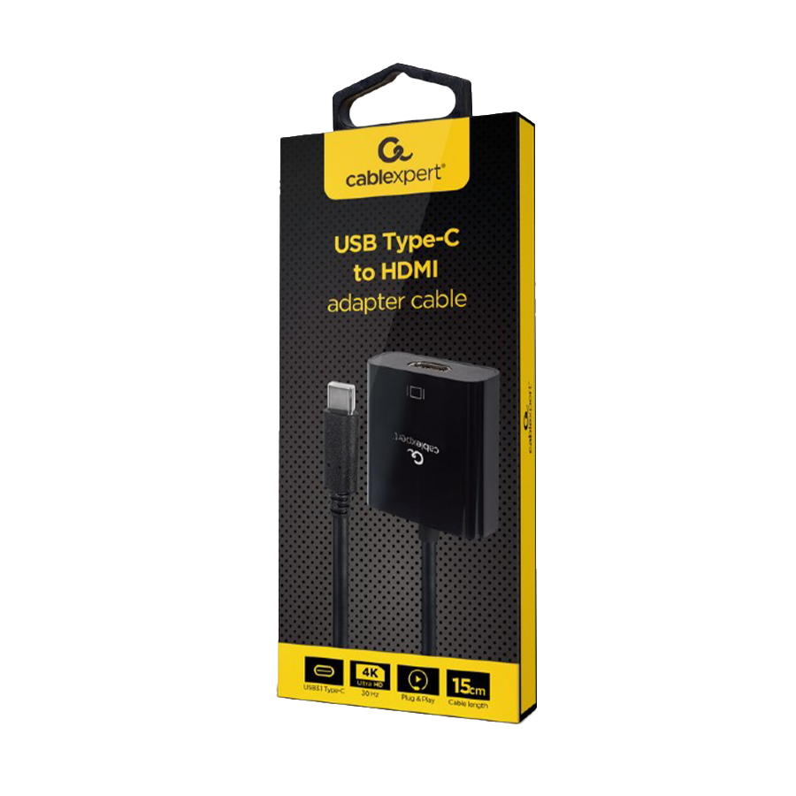 USB adapter Type-C to HDMI adapter 4K@30Hz, 15 cm, black, GEMBIRD, A-CM-HDMIF-03 - Image 2