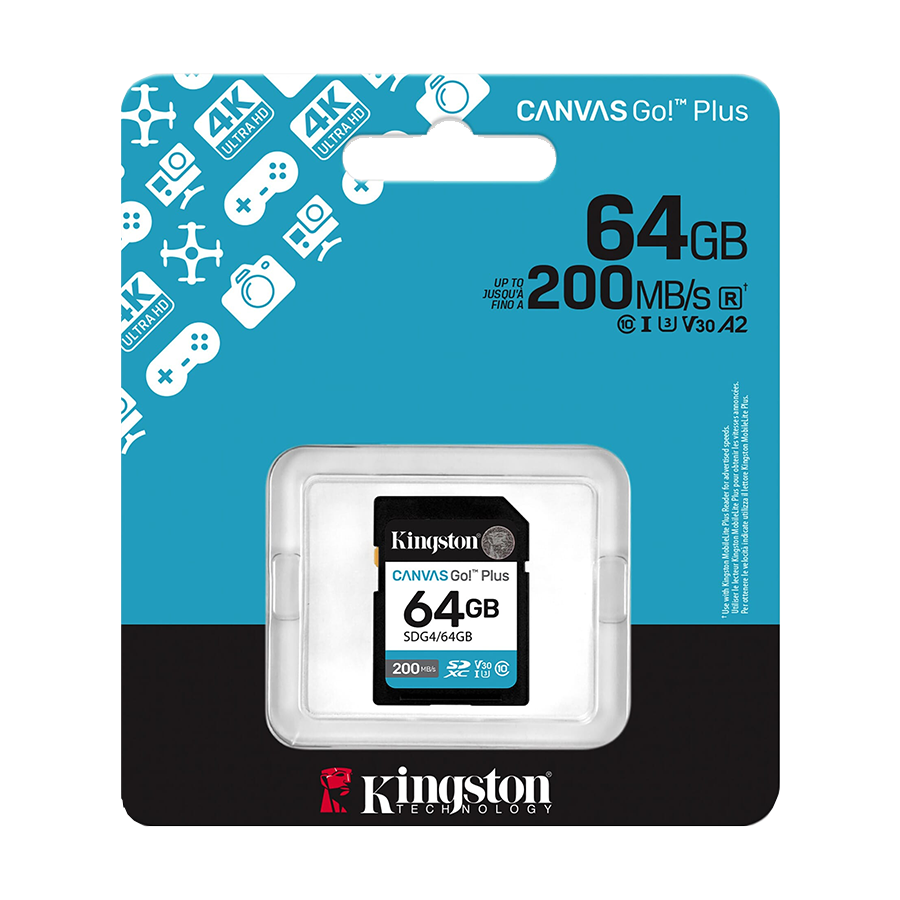 SD card Kingston 64 GB SDG4/64GB SDXC,r/w:200/100MB/s, DSLRs, mirrorless cameras, 4K video - Image 2