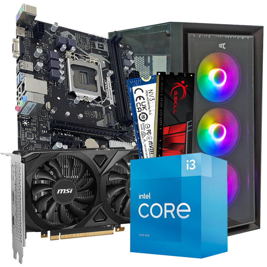 GNC GAMER HYDRA i3-10105 3.70GHz, MB H510, RAM 16GB, 1TB NVMe SSD, RTX 3050 6GB, PSU 500W, GAMING Kućište