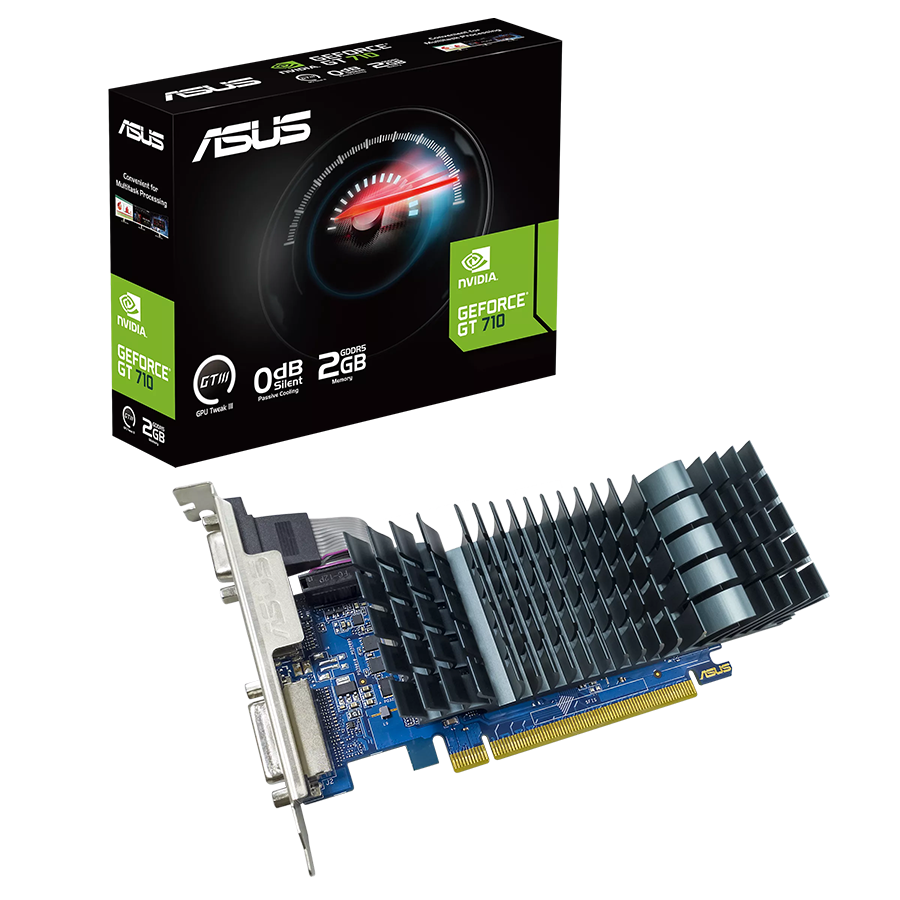 ASUS GT710-SL-2GD5-BRK-EVO NVIDIA GeForce GT 710 2GB GDDR5, 64bit, 1xDVI-D, 1x D-Sub,