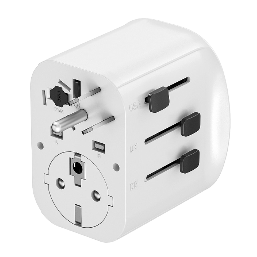 Univerzalni strujni adapter za sve zemlje + USB + Type-C punjač GEMBIRD, 20 W, white, TPA-EU2A1C15-01-W - Image 4