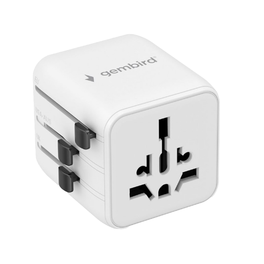 Univerzalni strujni adapter za sve zemlje GEMBIRD, 20 W, white, TPA-INT-01-W - Image 2