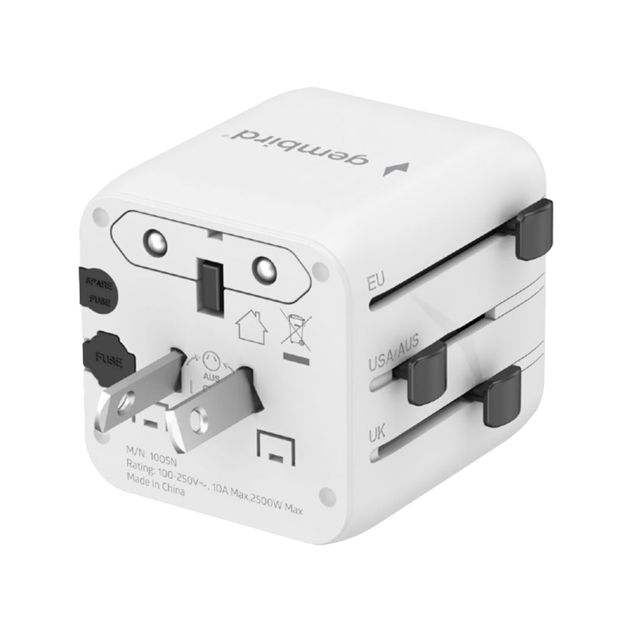 Univerzalni strujni adapter za sve zemlje GEMBIRD, 20 W, white, TPA-INT-01-W - Image 6
