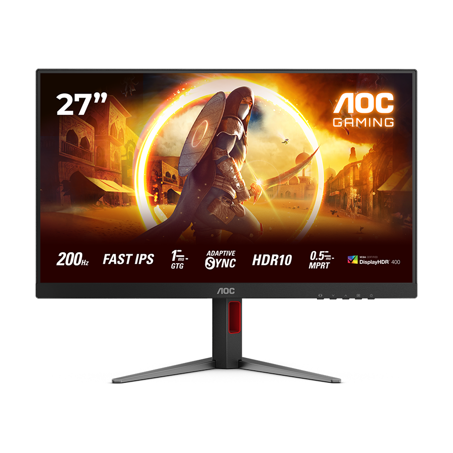 MONITOR AOC Gaming 27G4HA 27" 200Hz Fast IPS, 1920x1080 FHD, 0.5ms MPRT / 1ms GtG, 1000:1, 178/178, 2xHDMI 2.0 / DP 1.4 / Audio Out, 3-sides frameless