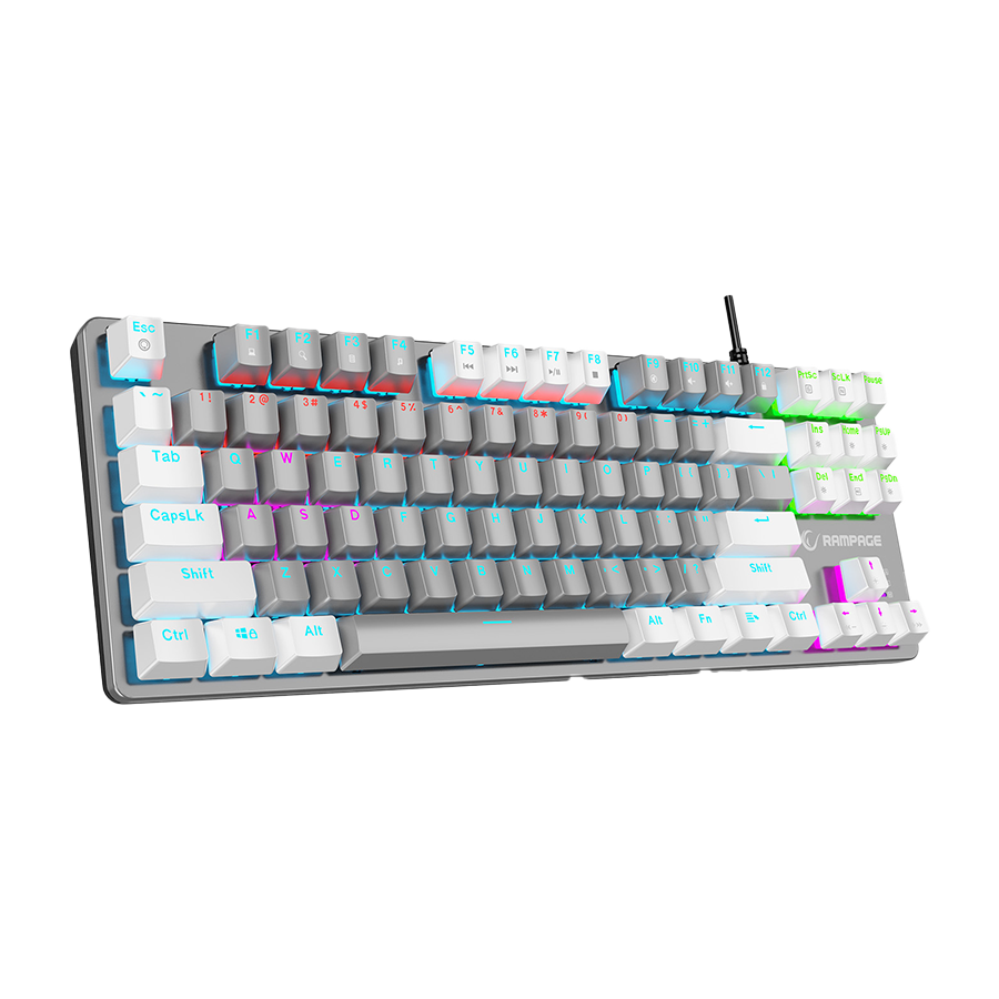 Tastatura gaming RAMPAGE Snug K14 Gray/White Red Switch Mechanical Gaming Keyboard ENGLISH Layout English Rainbow TKL, 41855