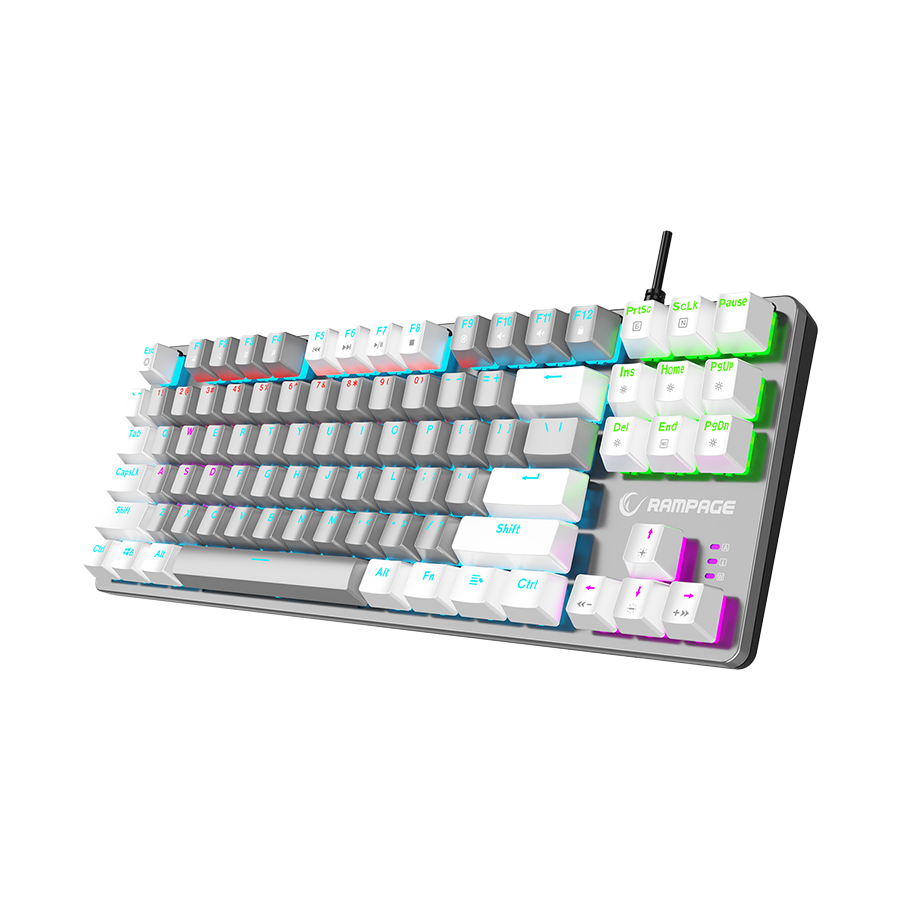 Tastatura gaming RAMPAGE Snug K14 Gray/White Red Switch Mechanical Gaming Keyboard ENGLISH Layout English Rainbow TKL, 41855 - Image 3