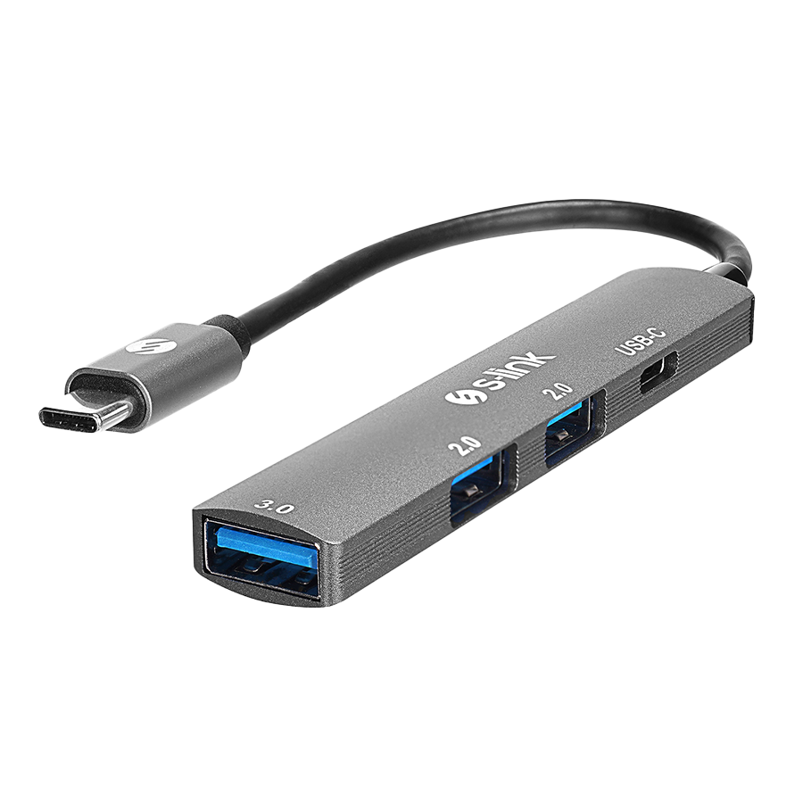USB HUB S-link SWV-USBC023 4 in 1 Gray Metal TypeC to 2*USB2.0 USB 3.0, PD Type C Adapter, 39871