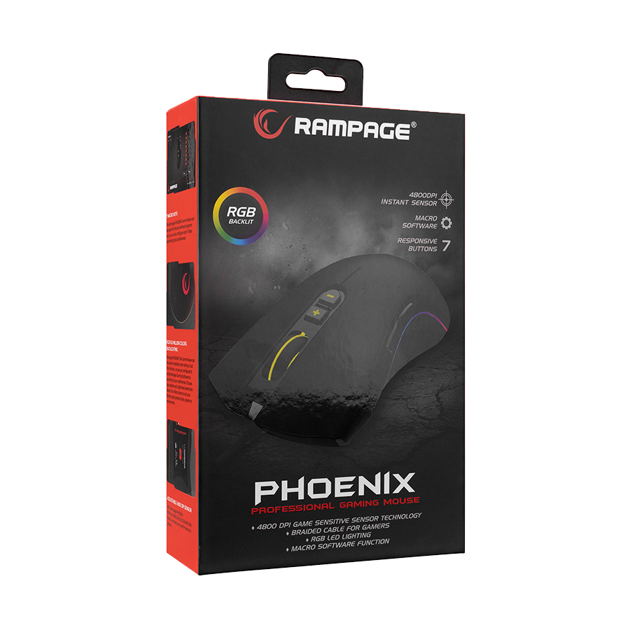 Miš gaming RAMPAGE SMX-R22 PhoenIX V2 Black, 7 key RGB 12800DPI, 31393 - Image 7