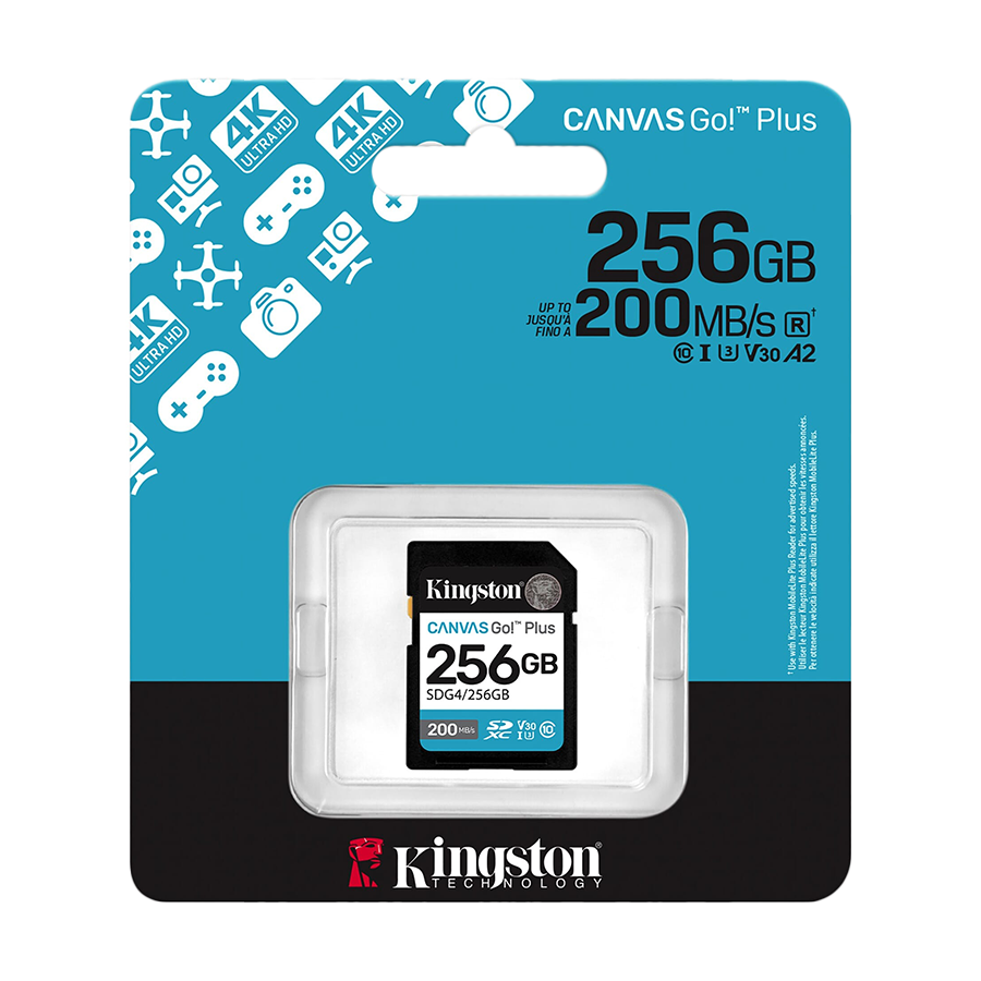 SD card Kingston 256 GB SDG4/256GB SDXC,r/w:200/160MB/s, DSLRs, mirrorless cameras, 4K video - Image 3