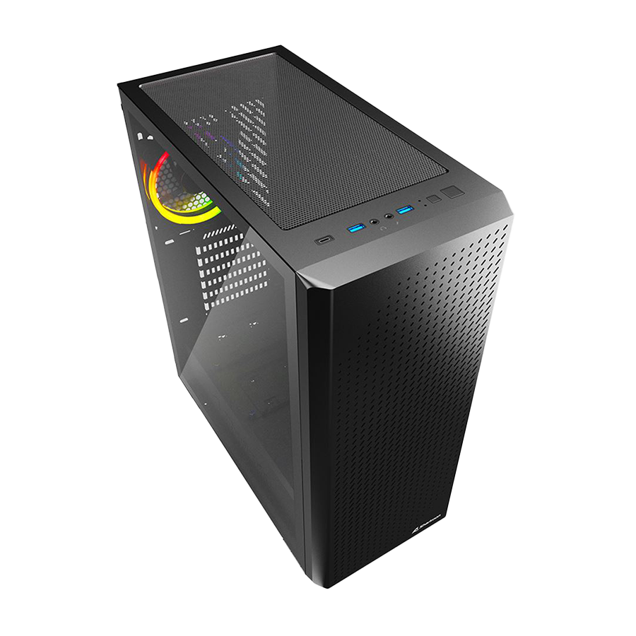 Kućište SHARKOON gaming, VS9 Black RGB ATX, Tempered Glass, ventilator 3x120mm - Image 3