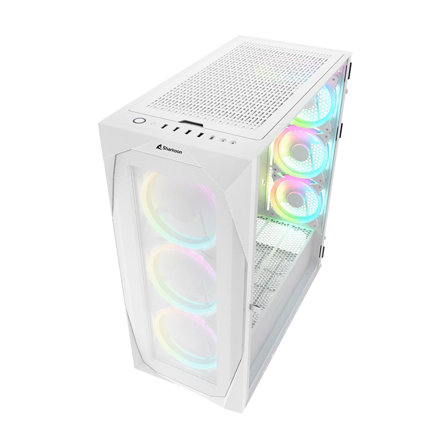 Kućište SHARKOON gaming, REV300 White, RGB, E-ATX, ventilator 3x140mm, 4x120 mm - Image 3