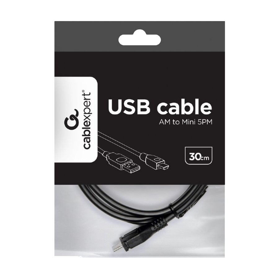 USB 2,0 PRO kabal A-mini 5PM 30cm, GEMBIRD CCP-USB2-AM5P-1 - Image 3