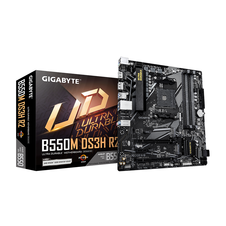 Gigabyte MB B550M DS3H R2 AM4; 4xDDR4; 2xM.2; 4xSATA; 6XUSB; DP; HDMI; PS/2; mATX