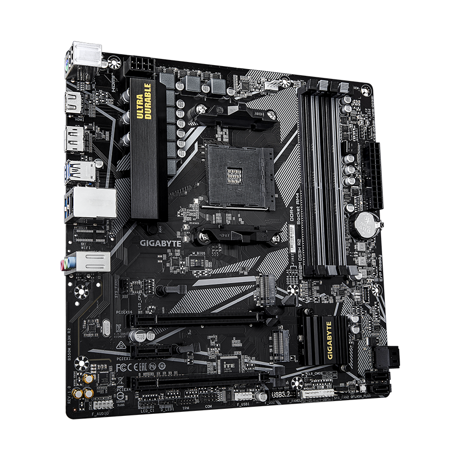 Gigabyte MB B550M DS3H R2 AM4; 4xDDR4; 2xM.2; 4xSATA; 6XUSB; DP; HDMI; PS/2; mATX - Image 2