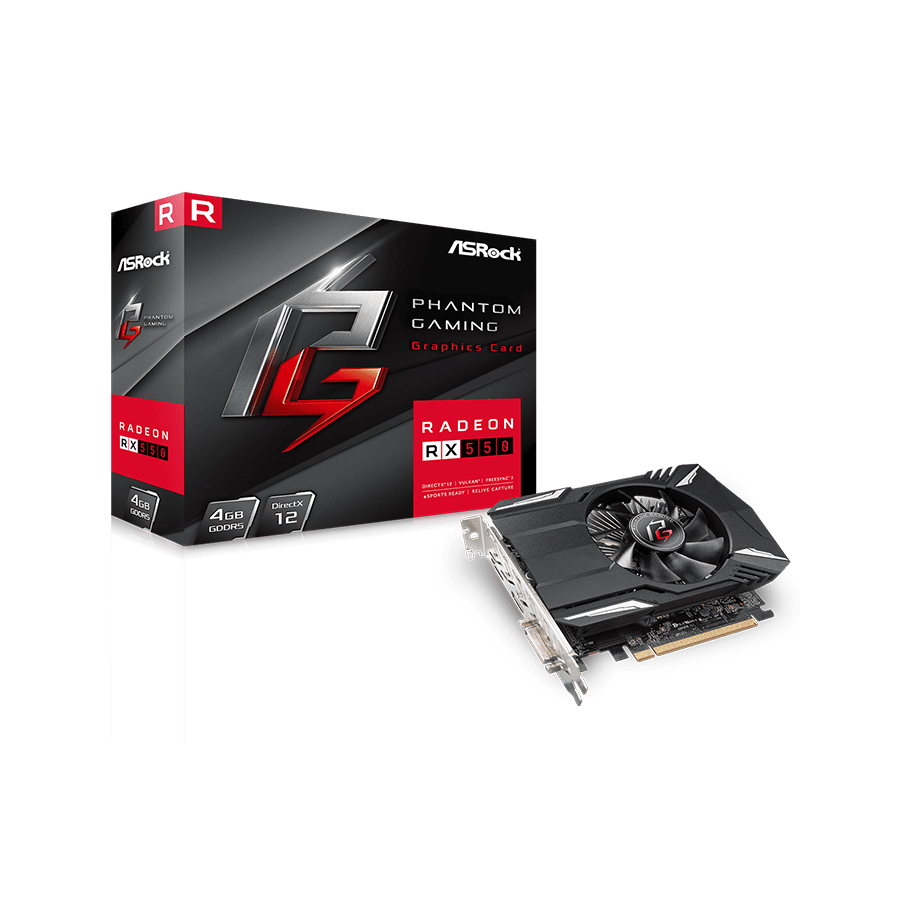 ASROCK Phantom Gaming RX550 4G AMD Radeon RX 550 4GB GDDR5 128bit DVI,HDMI,DP