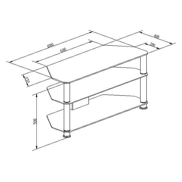 Stalak za TV GNC AVS040-1000, staklo black/black 1000x400x500mm - Image 2