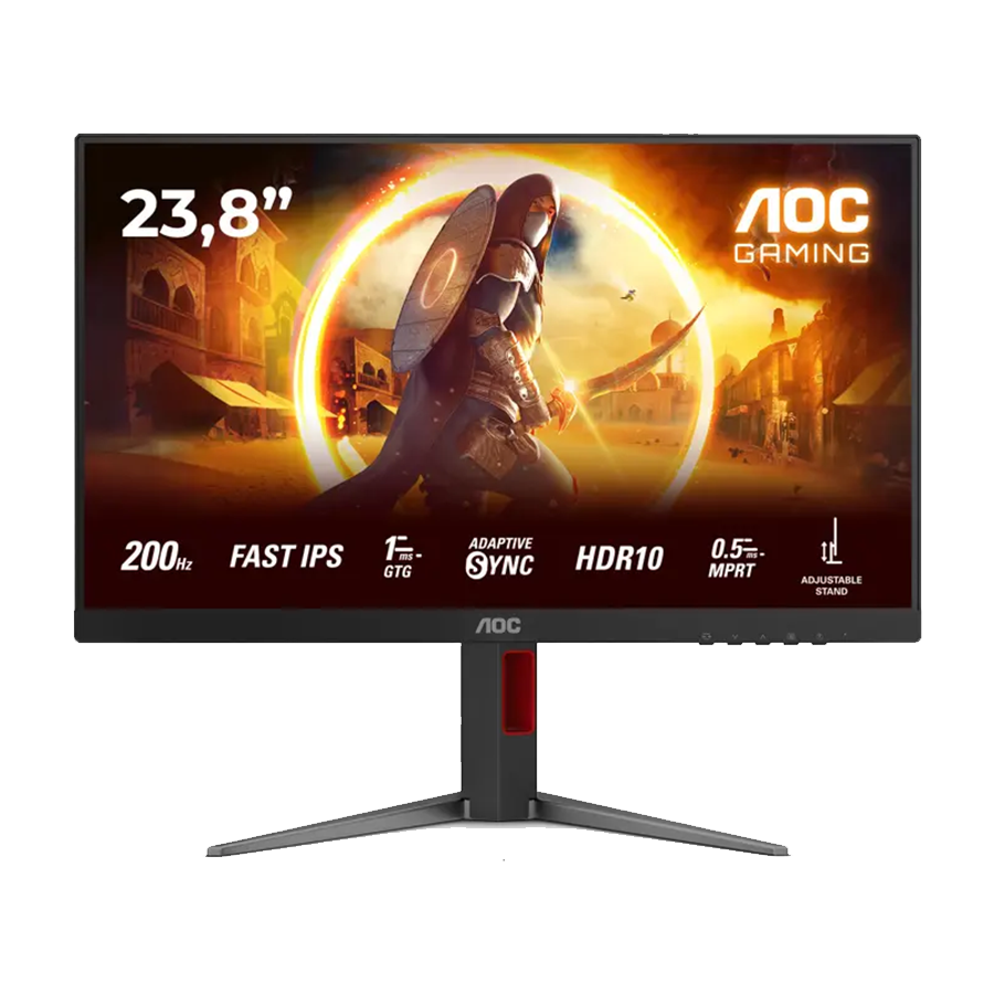 MONITOR AOC Gaming 24G4HA 24" 200Hz Fast IPS, 1920x1080 FHD, 0.5ms MPRT / 1ms GtG, 1000:1, 178/178, 2xHDMI 2.0 / DP 1.4 / Audio Out + 2x2W, Full Ergo,