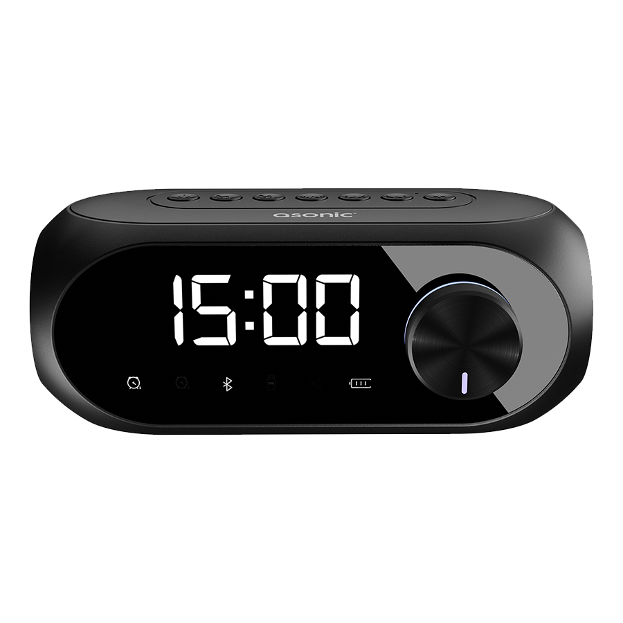 Digitalni sat sa zvučnikom i alarmom za mobitel bluetooth, Asonic AS-W6 1200MAH 5W Black, 40522 - Image 3