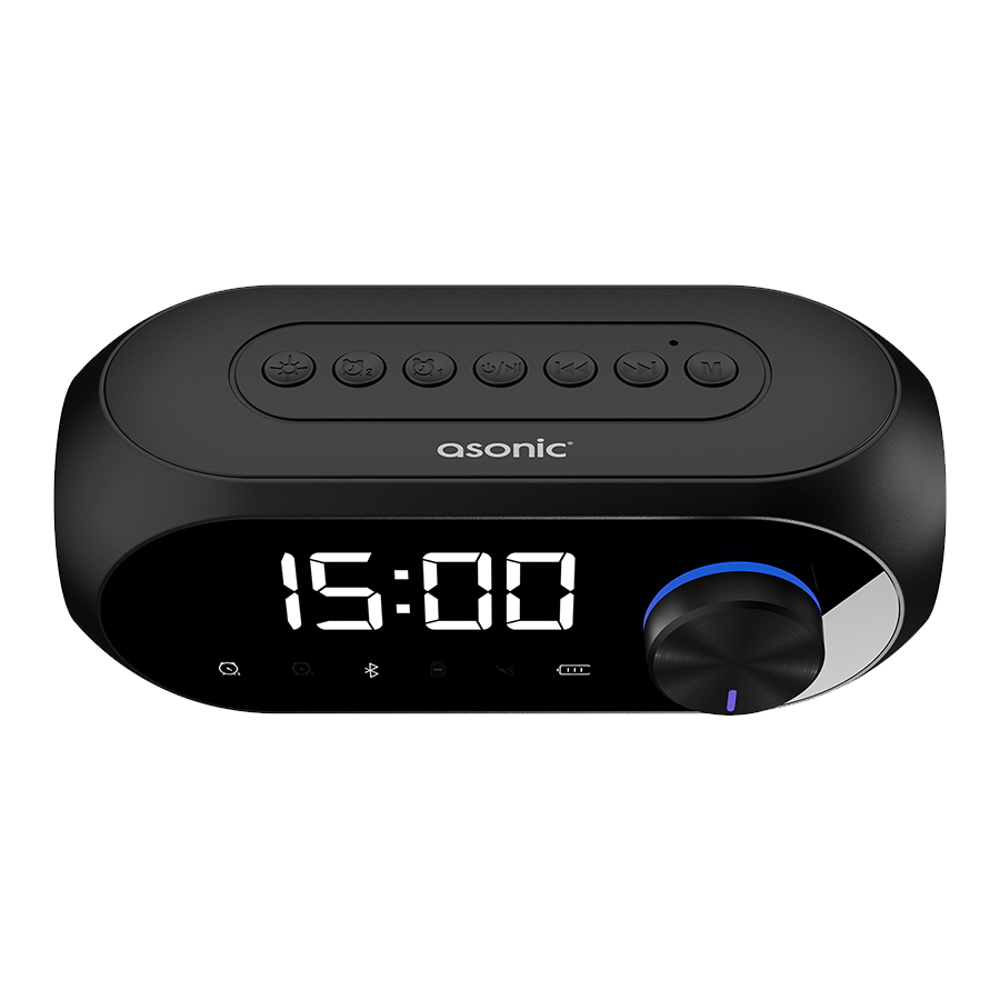 Digitalni sat sa zvučnikom i alarmom za mobitel bluetooth, Asonic AS-W6 1200MAH 5W Black, 40522 - Image 4